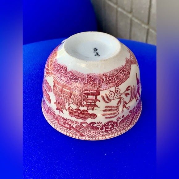 Post WWII Japan Antique Red Willow Chinoiserie Transferware Teacup - Picture 9 of 16